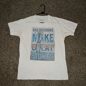 Bowery Surf Vintage OG Beach Girl Artistic White Blue Orange Grey T Shirt